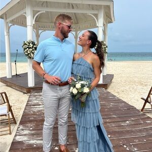 Elegant Blue Tiered Maxi Dress